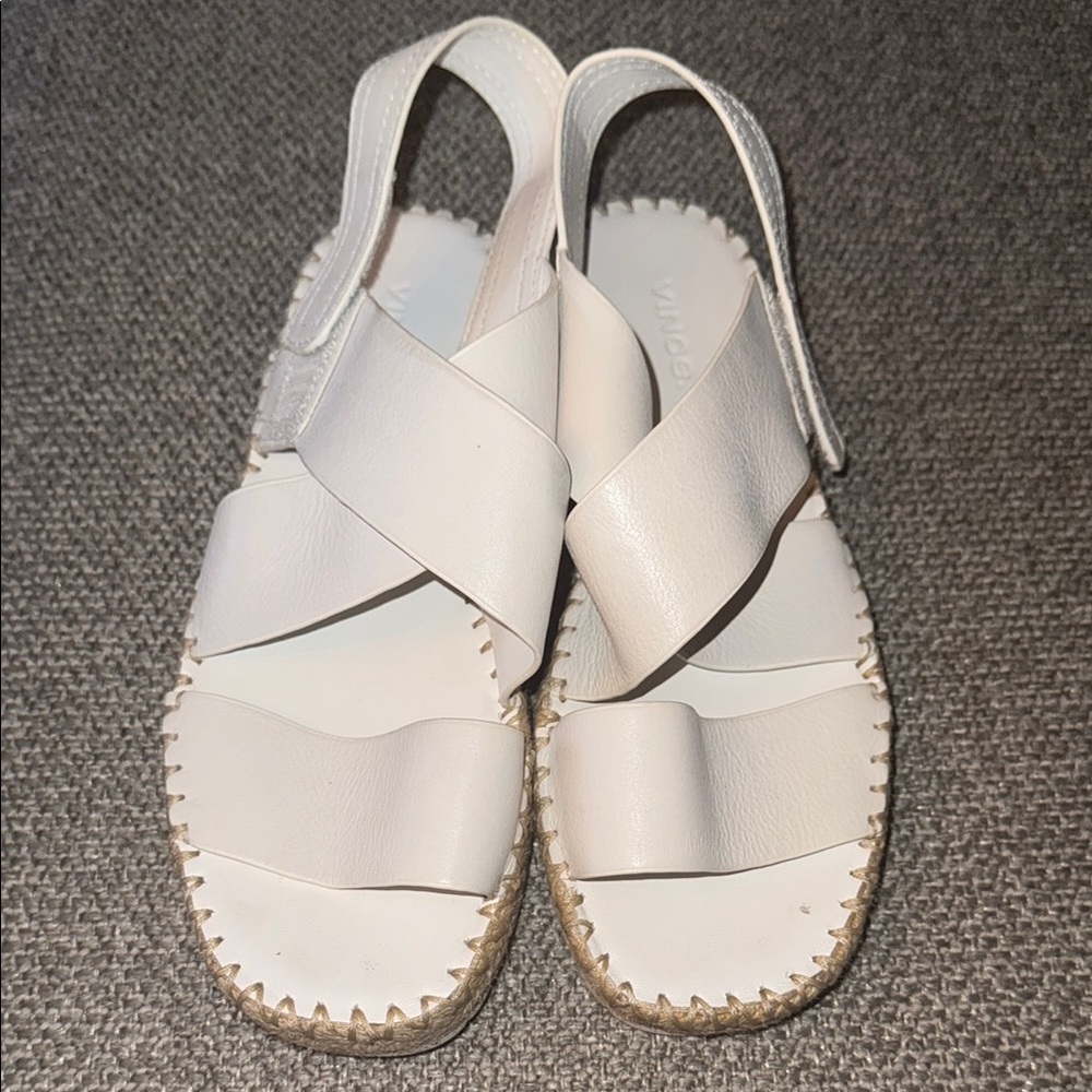 Women's Vince White Leather Espadrille Sandals Sz 8 excellent condition!